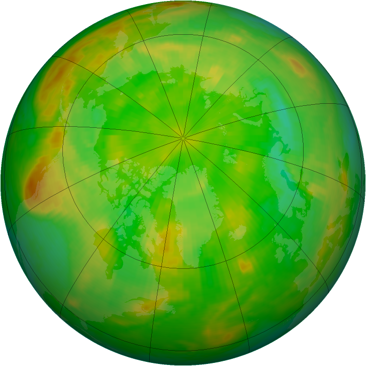 Arctic ozone map for 19 June 1989